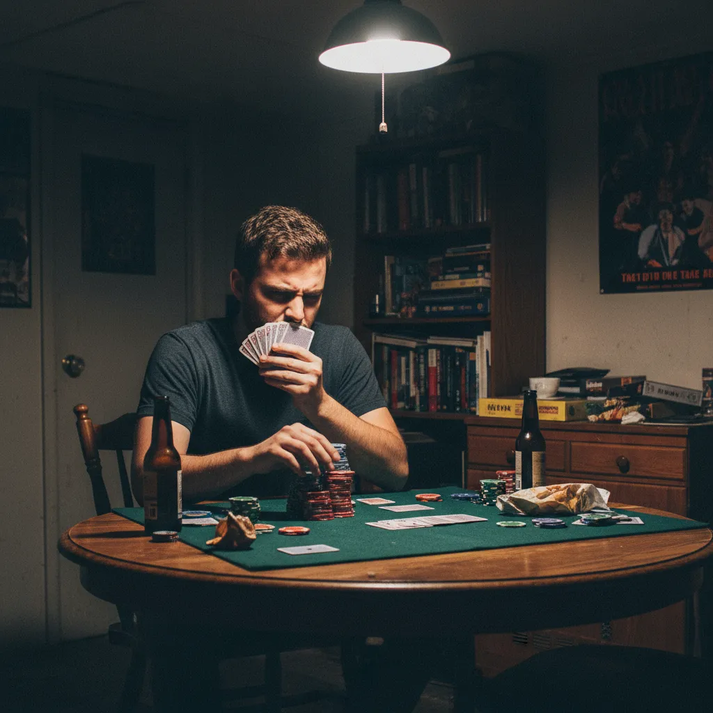 Người chơi poker suy nghĩ về kỹ thuật dằn non